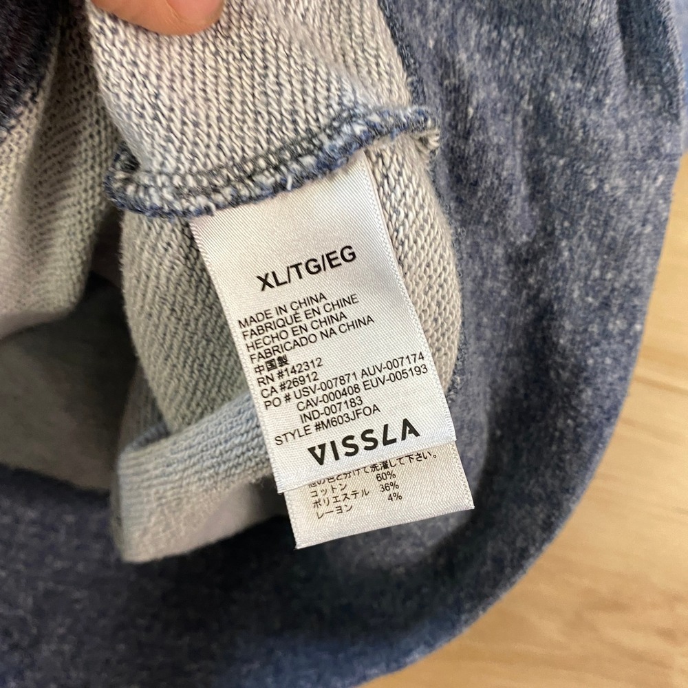 Vissla Sweatshirt Mens XL Surf Streetwear Cotton Blend Relaxed Blue Grey Casual - Picture 7 of 9